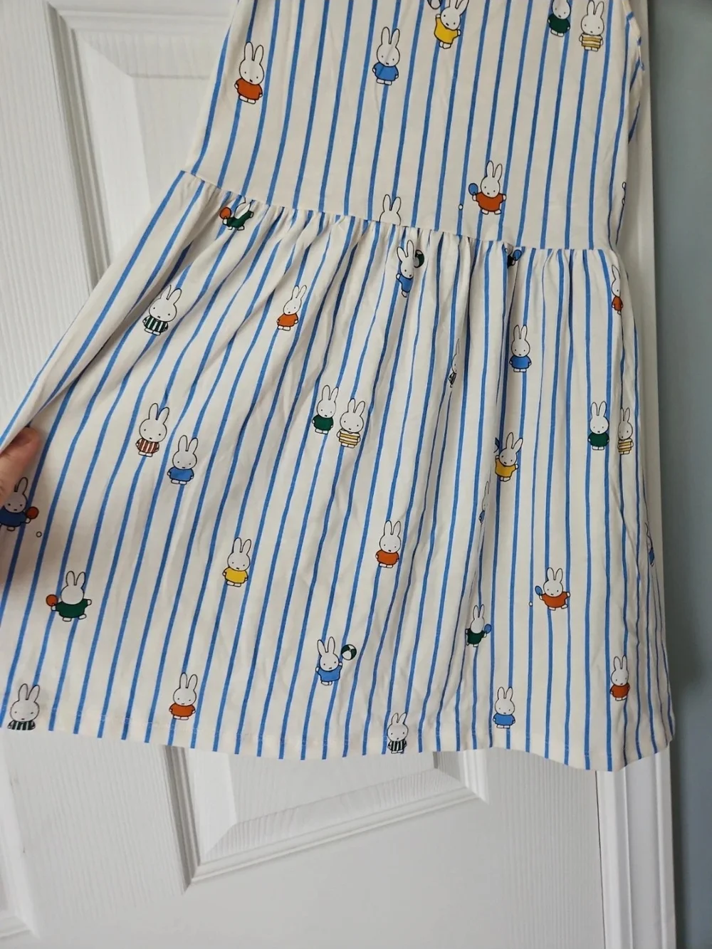 H&M White & Blue Striped Sleeveless Dress with Miffy Print